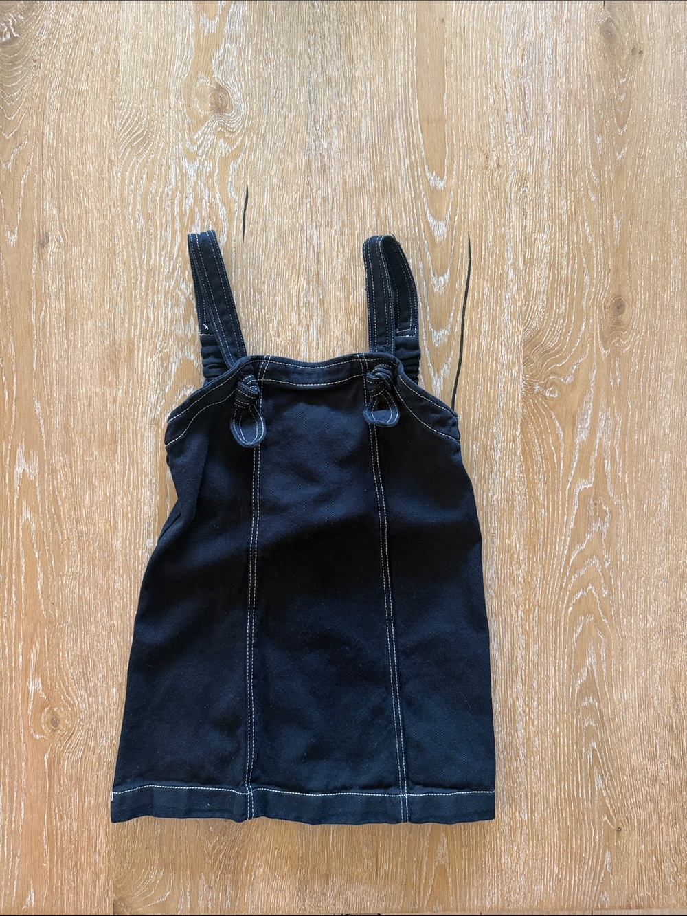 Zara Black Denim Tank Dress with Contrast Stitching